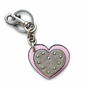 Coach Studded Leather Blush and Silver Keychain